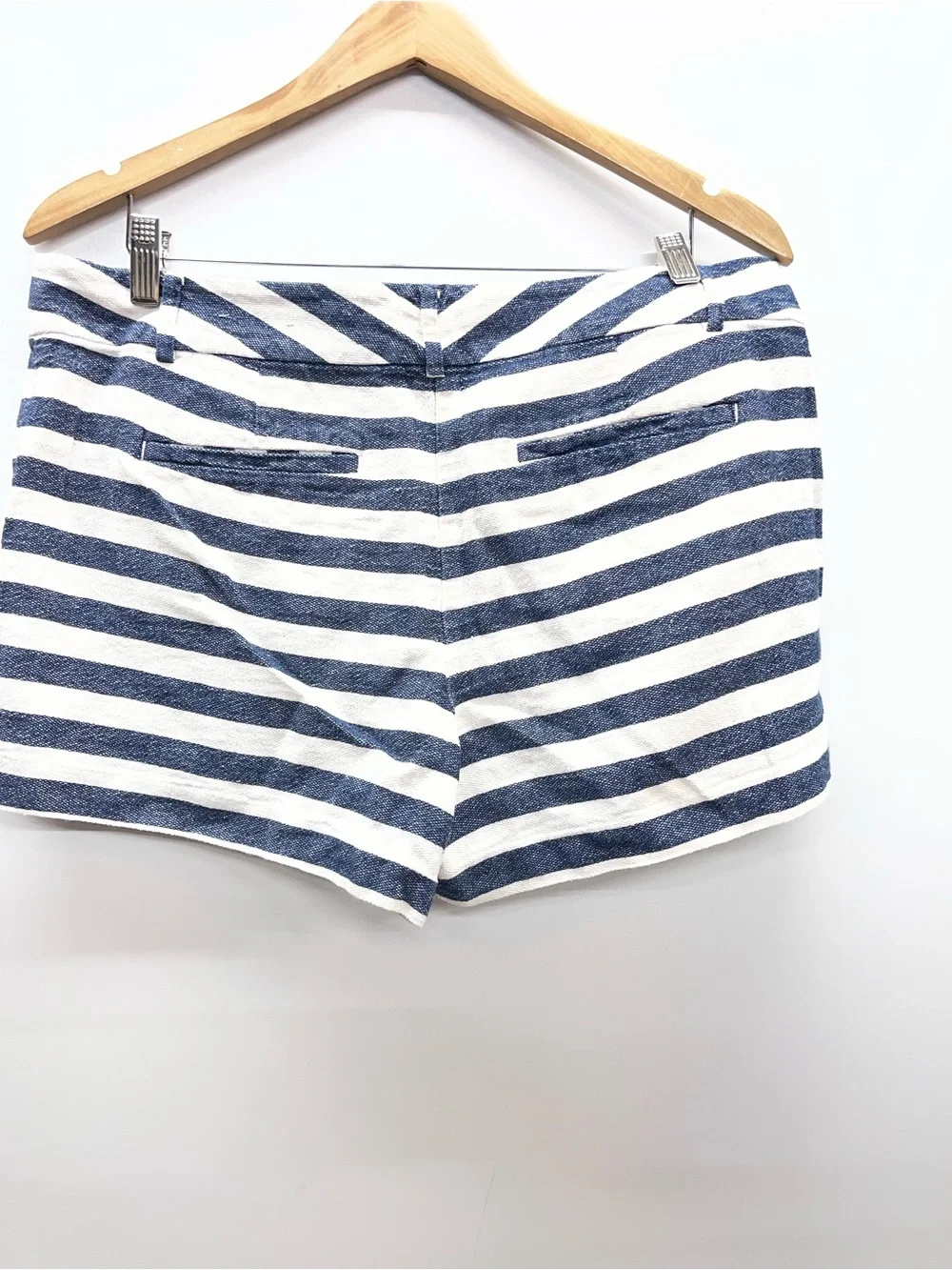 Ann Taylor Navy and White‎ Striped Cotton Blend Shorts